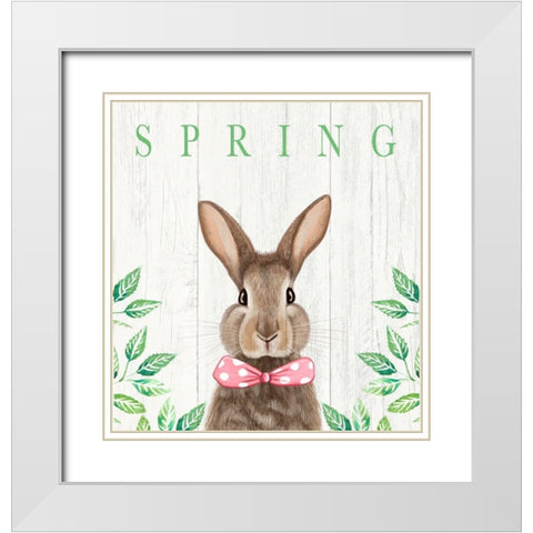 Spring Bunny White Modern Wood Framed Art Print with Double Matting by Tyndall, Elizabeth