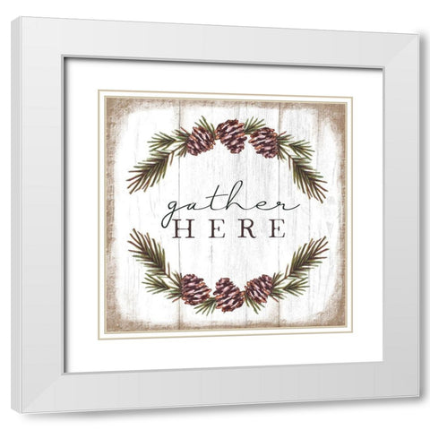 Gather Here White Modern Wood Framed Art Print with Double Matting by Tyndall, Elizabeth