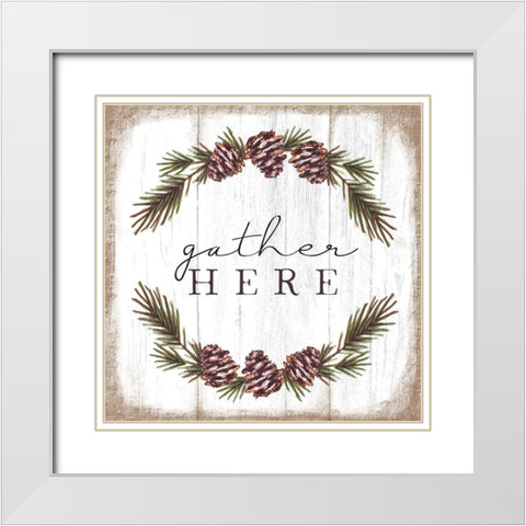 Gather Here White Modern Wood Framed Art Print with Double Matting by Tyndall, Elizabeth