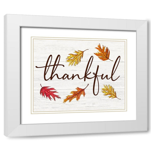 Thankful White Modern Wood Framed Art Print with Double Matting by Tyndall, Elizabeth