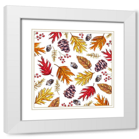 Fall Pattern White Modern Wood Framed Art Print with Double Matting by Tyndall, Elizabeth