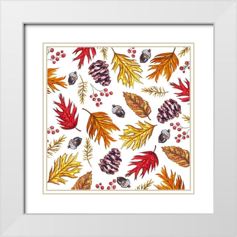 Fall Pattern White Modern Wood Framed Art Print with Double Matting by Tyndall, Elizabeth