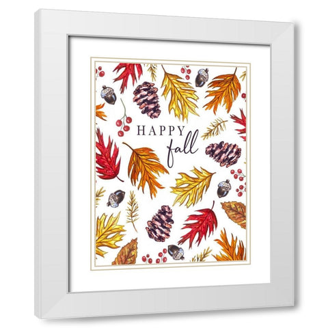 Happy Fall White Modern Wood Framed Art Print with Double Matting by Tyndall, Elizabeth