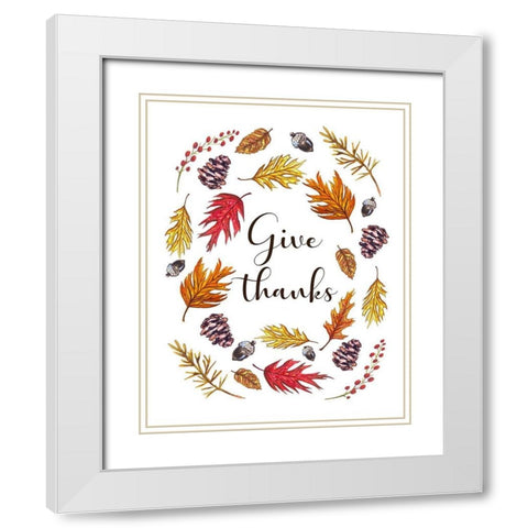 Give Thanks White Modern Wood Framed Art Print with Double Matting by Tyndall, Elizabeth