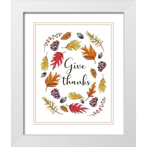 Give Thanks White Modern Wood Framed Art Print with Double Matting by Tyndall, Elizabeth