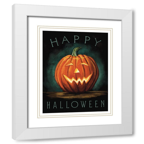 Happy Halloween White Modern Wood Framed Art Print with Double Matting by Tyndall, Elizabeth