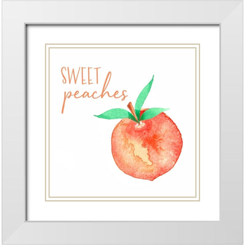 Sweet Peaches White Modern Wood Framed Art Print with Double Matting by Tyndall, Elizabeth