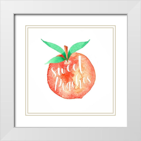 Sweet Peaches White Modern Wood Framed Art Print with Double Matting by Tyndall, Elizabeth