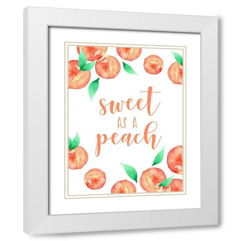 Sweet as a Peach White Modern Wood Framed Art Print with Double Matting by Tyndall, Elizabeth