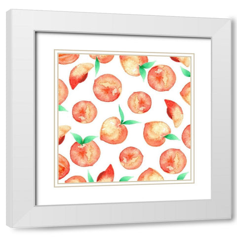 Peach Pattern White Modern Wood Framed Art Print with Double Matting by Tyndall, Elizabeth