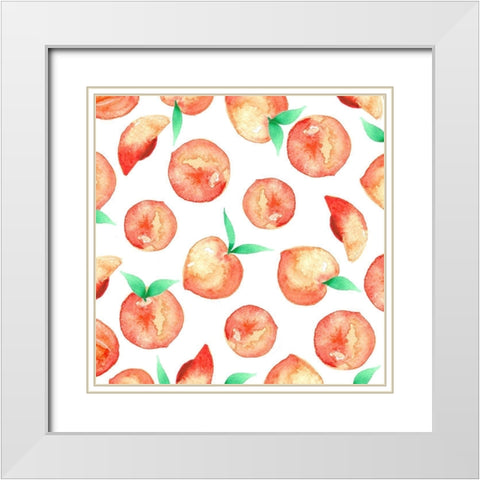 Peach Pattern White Modern Wood Framed Art Print with Double Matting by Tyndall, Elizabeth