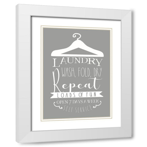 Laundry Sign White Modern Wood Framed Art Print with Double Matting by Tyndall, Elizabeth