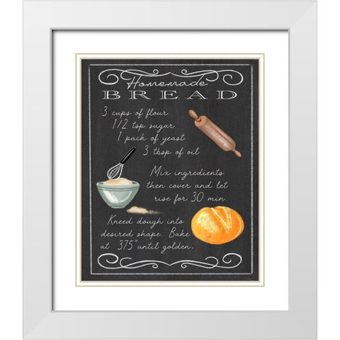 Homemade Bread Recipe White Modern Wood Framed Art Print with Double Matting by Tyndall, Elizabeth