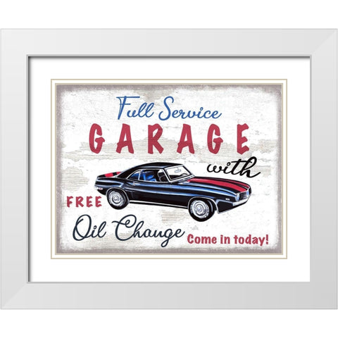 Full Service Garage White Modern Wood Framed Art Print with Double Matting by Tyndall, Elizabeth