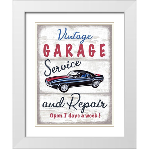 Vintage Garage White Modern Wood Framed Art Print with Double Matting by Tyndall, Elizabeth