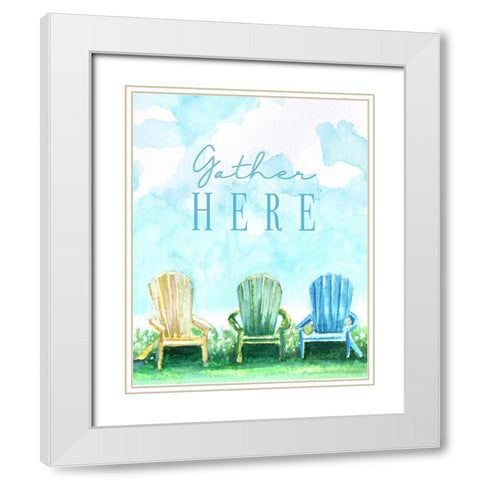 Gather Here White Modern Wood Framed Art Print with Double Matting by Tyndall, Elizabeth