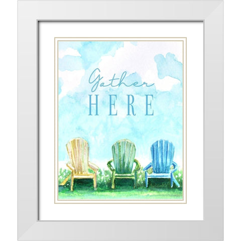 Gather Here White Modern Wood Framed Art Print with Double Matting by Tyndall, Elizabeth