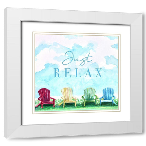 Just Relax White Modern Wood Framed Art Print with Double Matting by Tyndall, Elizabeth