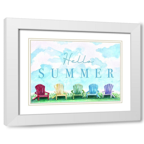 Hello Summer White Modern Wood Framed Art Print with Double Matting by Tyndall, Elizabeth