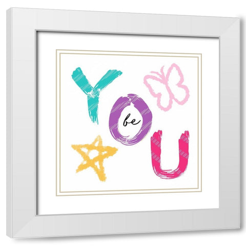 Be You  White Modern Wood Framed Art Print with Double Matting by Tyndall, Elizabeth