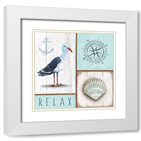 Nautical Relax White Modern Wood Framed Art Print with Double Matting by Tyndall, Elizabeth