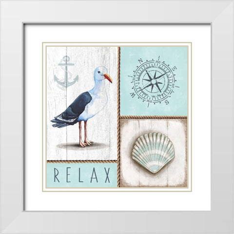 Nautical Relax White Modern Wood Framed Art Print with Double Matting by Tyndall, Elizabeth