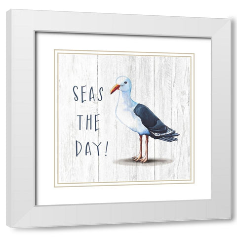 Seas the Day White Modern Wood Framed Art Print with Double Matting by Tyndall, Elizabeth