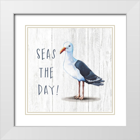 Seas the Day White Modern Wood Framed Art Print with Double Matting by Tyndall, Elizabeth