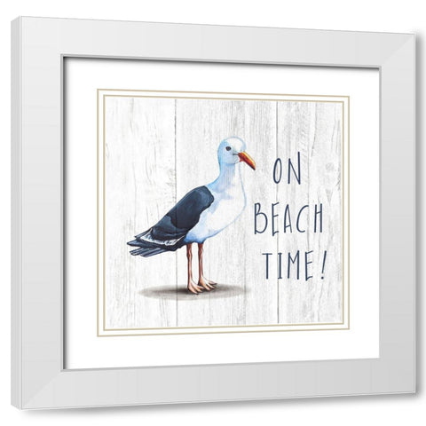 On Beach Time White Modern Wood Framed Art Print with Double Matting by Tyndall, Elizabeth