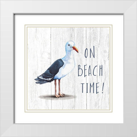 On Beach Time White Modern Wood Framed Art Print with Double Matting by Tyndall, Elizabeth