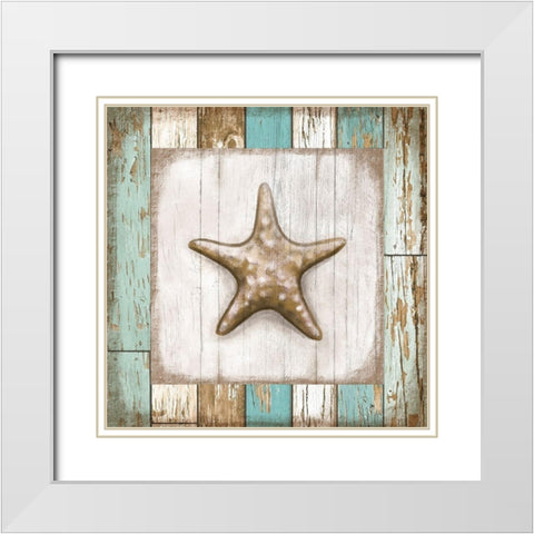 Starfish on Beach White Modern Wood Framed Art Print with Double Matting by Tyndall, Elizabeth