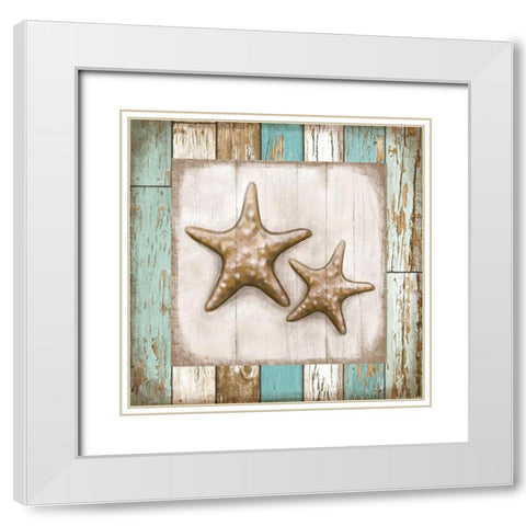 Two Starfish White Modern Wood Framed Art Print with Double Matting by Tyndall, Elizabeth