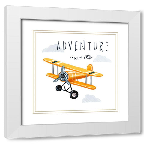 Adventure Awaits White Modern Wood Framed Art Print with Double Matting by Tyndall, Elizabeth