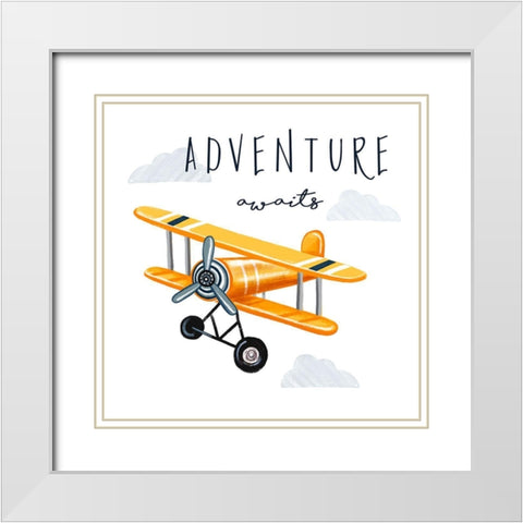 Adventure Awaits White Modern Wood Framed Art Print with Double Matting by Tyndall, Elizabeth