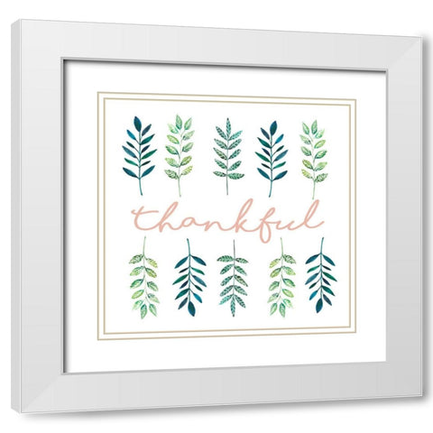 Thankful Leaves White Modern Wood Framed Art Print with Double Matting by Tyndall, Elizabeth