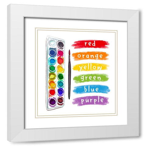 Watercolor Rainbow White Modern Wood Framed Art Print with Double Matting by Tyndall, Elizabeth