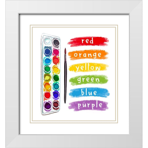 Watercolor Rainbow White Modern Wood Framed Art Print with Double Matting by Tyndall, Elizabeth