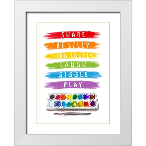 Share, Be Silly White Modern Wood Framed Art Print with Double Matting by Tyndall, Elizabeth