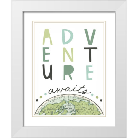Adventure Awaits White Modern Wood Framed Art Print with Double Matting by Tyndall, Elizabeth