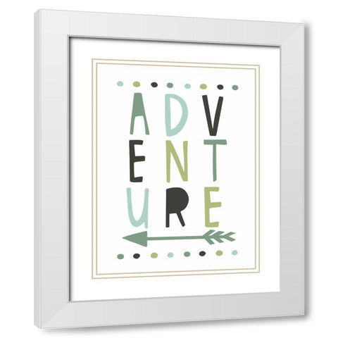 Green Adventures White Modern Wood Framed Art Print with Double Matting by Tyndall, Elizabeth