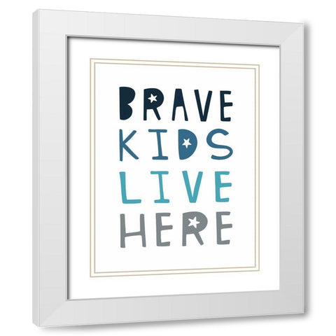 Brave Kids White Modern Wood Framed Art Print with Double Matting by Tyndall, Elizabeth