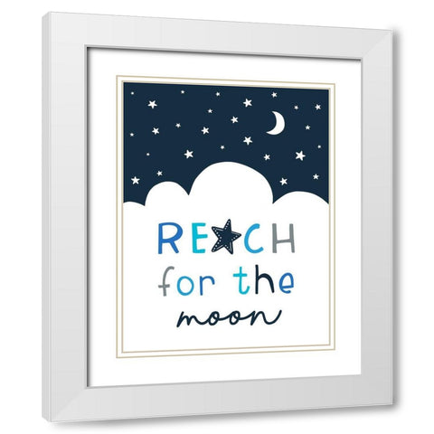 Reach for the Moon White Modern Wood Framed Art Print with Double Matting by Tyndall, Elizabeth