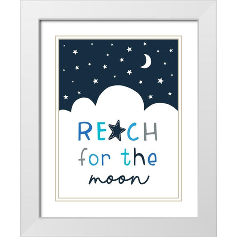 Reach for the Moon White Modern Wood Framed Art Print with Double Matting by Tyndall, Elizabeth