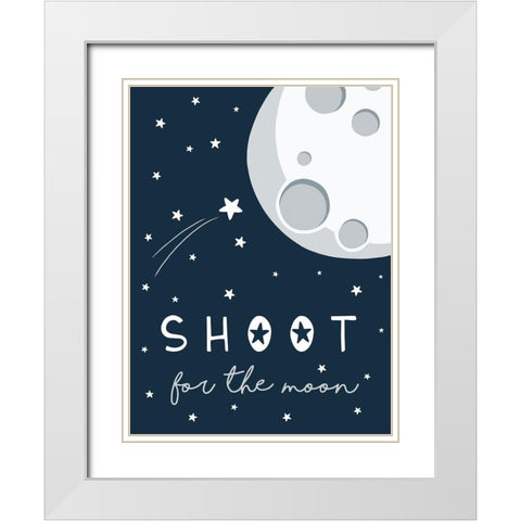 Shoot for the Moon White Modern Wood Framed Art Print with Double Matting by Tyndall, Elizabeth