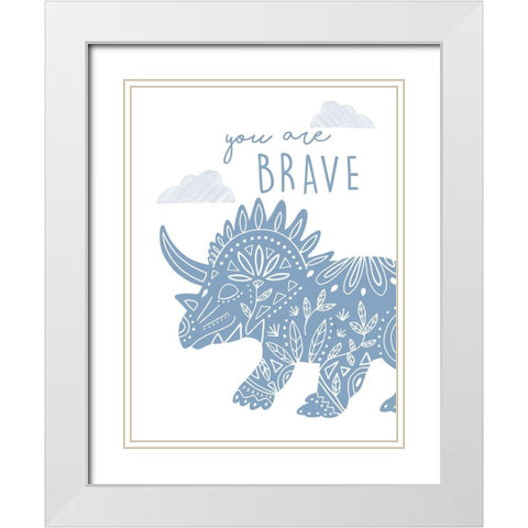 You Are Brave Dino White Modern Wood Framed Art Print with Double Matting by Tyndall, Elizabeth