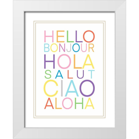 Hello   White Modern Wood Framed Art Print with Double Matting by Tyndall, Elizabeth