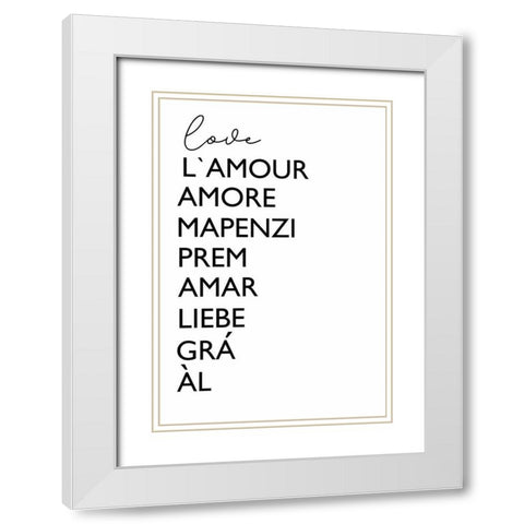 Love Cursive White Modern Wood Framed Art Print with Double Matting by Tyndall, Elizabeth