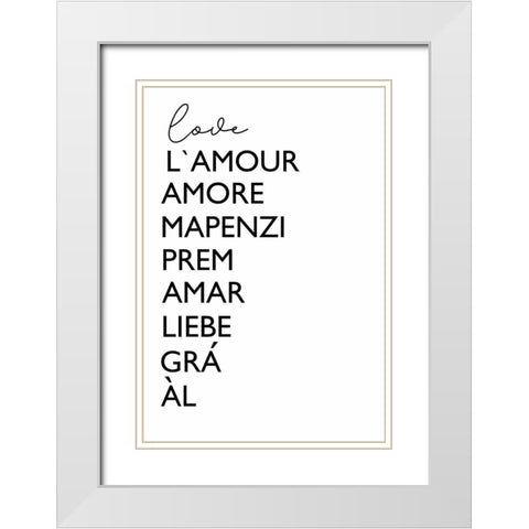 Love Cursive White Modern Wood Framed Art Print with Double Matting by Tyndall, Elizabeth