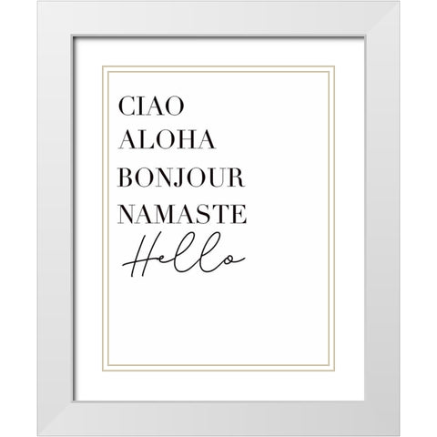 Hello Languages White Modern Wood Framed Art Print with Double Matting by Tyndall, Elizabeth