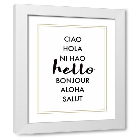 Hello Languages White Modern Wood Framed Art Print with Double Matting by Tyndall, Elizabeth